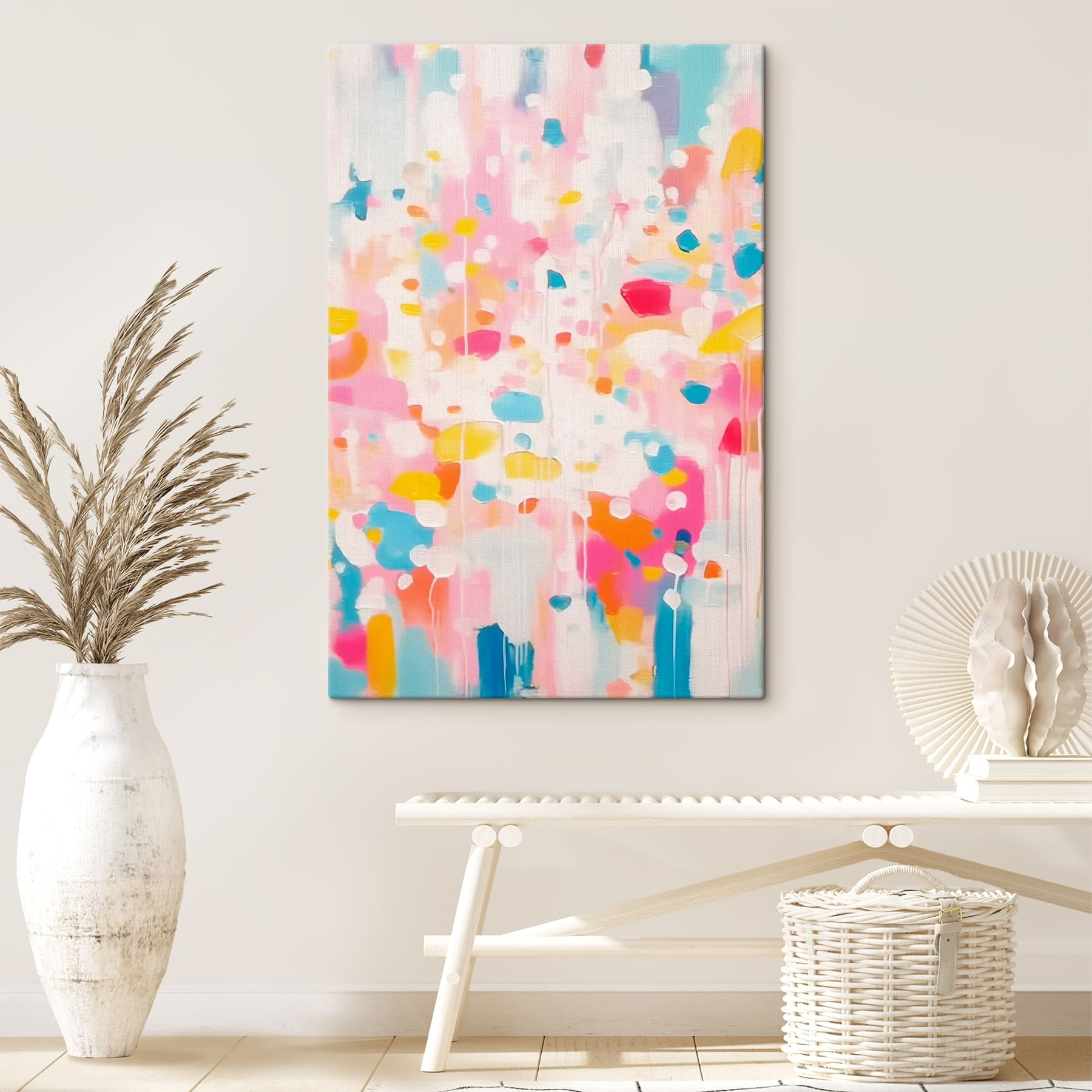 Colorful paint splatter on a white surface Colorful paint splatter on a white surface