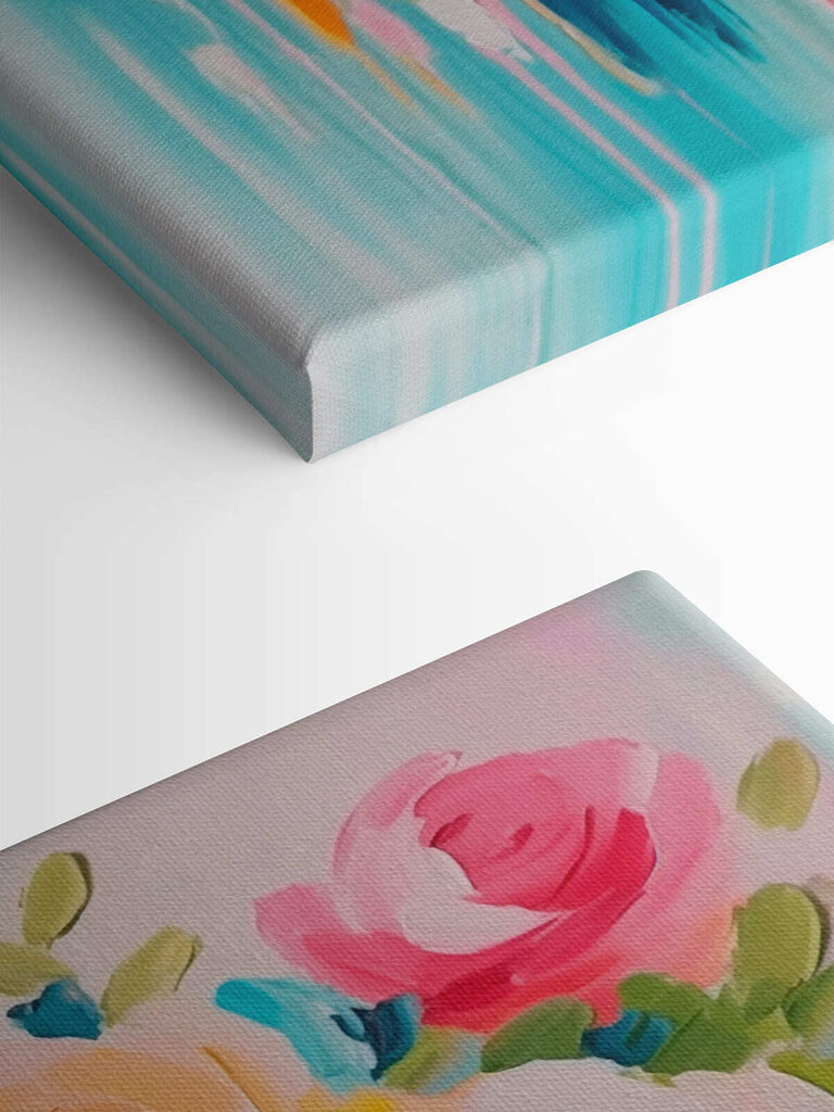 Painting of flowers on a white surface Painting of flowers on a white surface