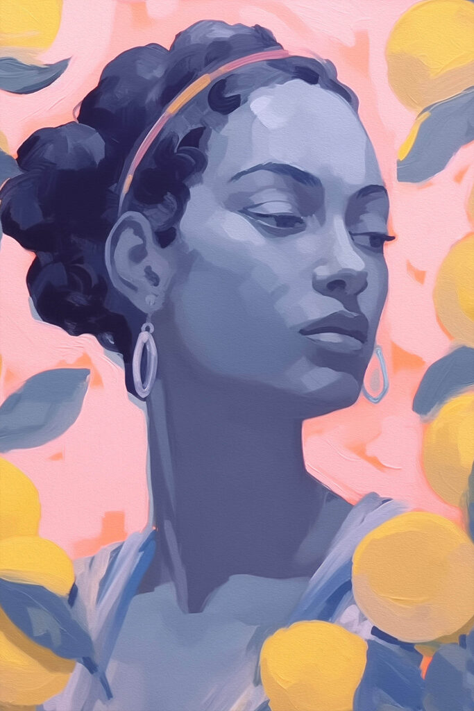 Woman with earrings and a headband
