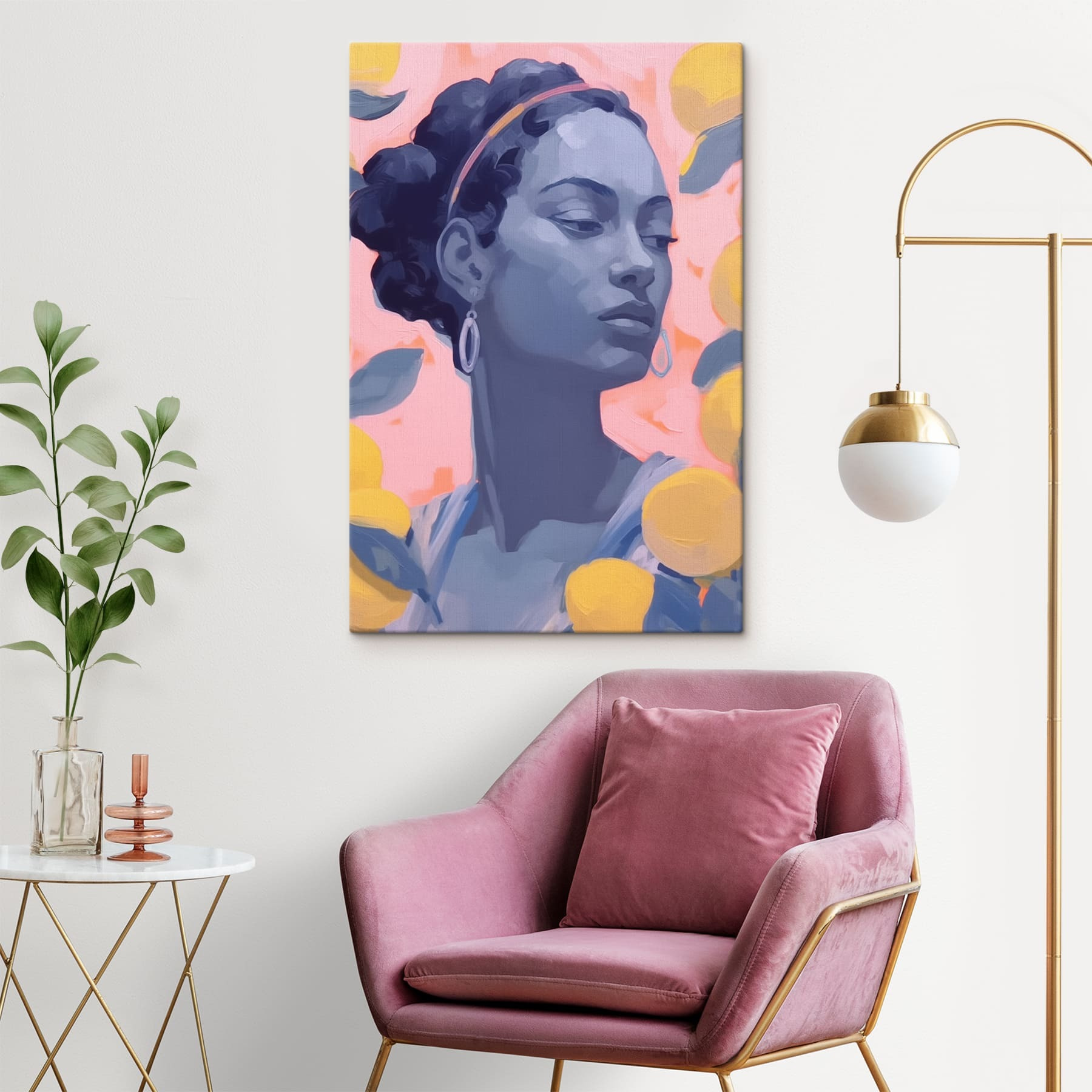 Woman with earrings and a headband
