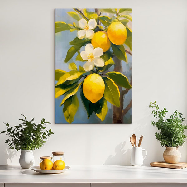Quadri Quadri Dipinto raffigurante limoni e fiori su un albero (COD: s41791)