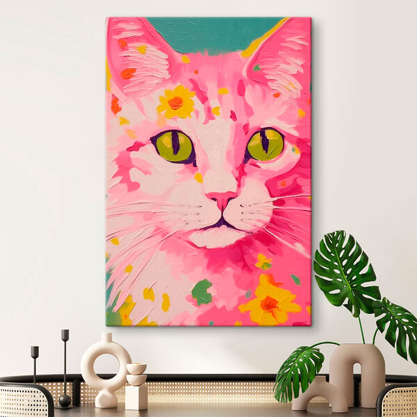 Quadri Quadri Dipinto raffigurante un gatto con dei fiori addosso (COD: s41792)