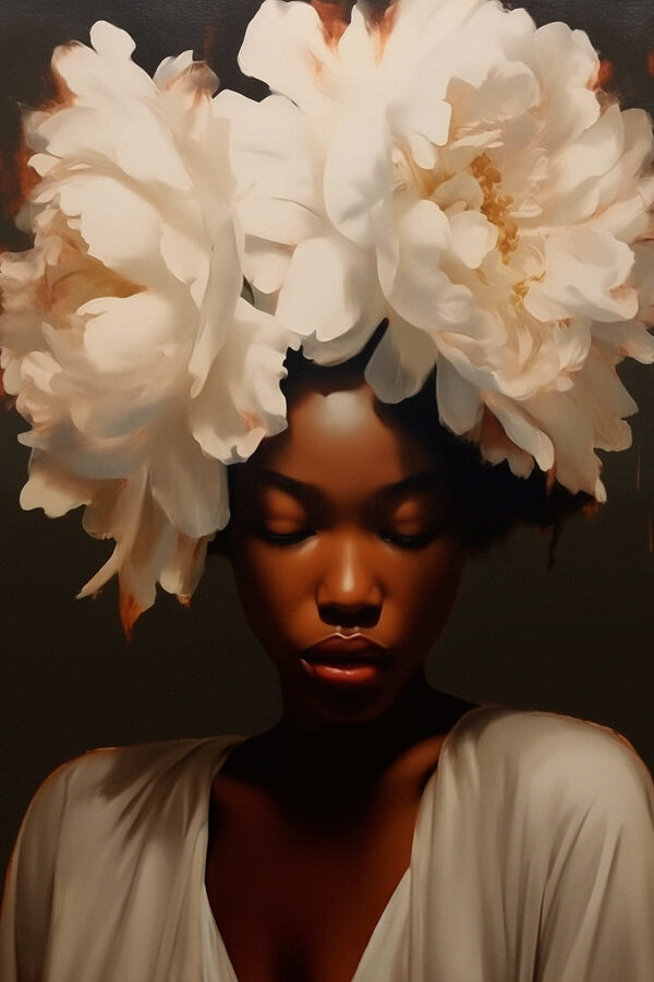 Woman with flowers on her head