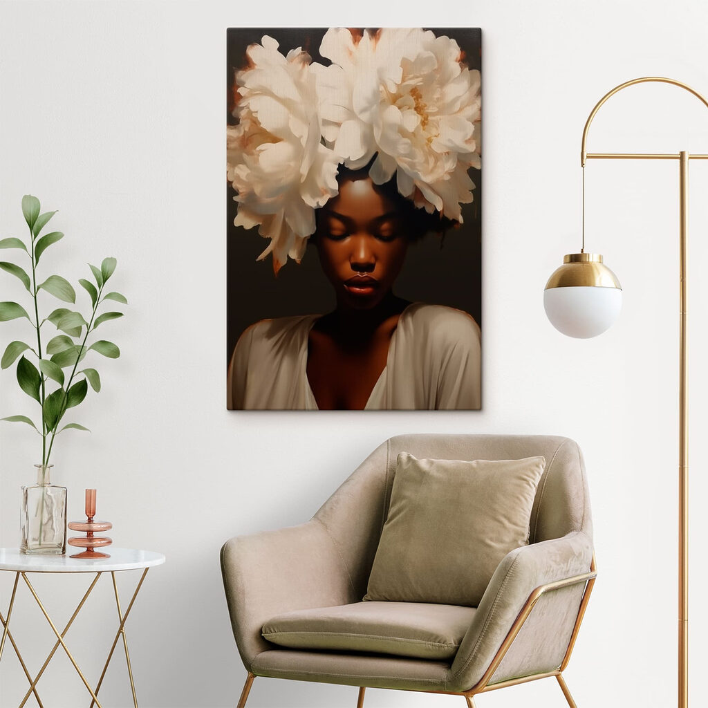Woman with flowers on her head