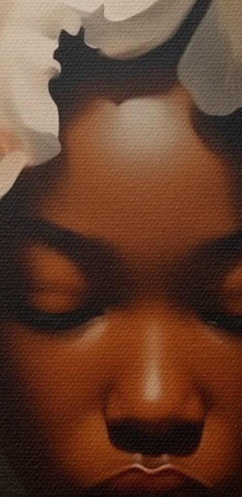 Woman with flowers on her head