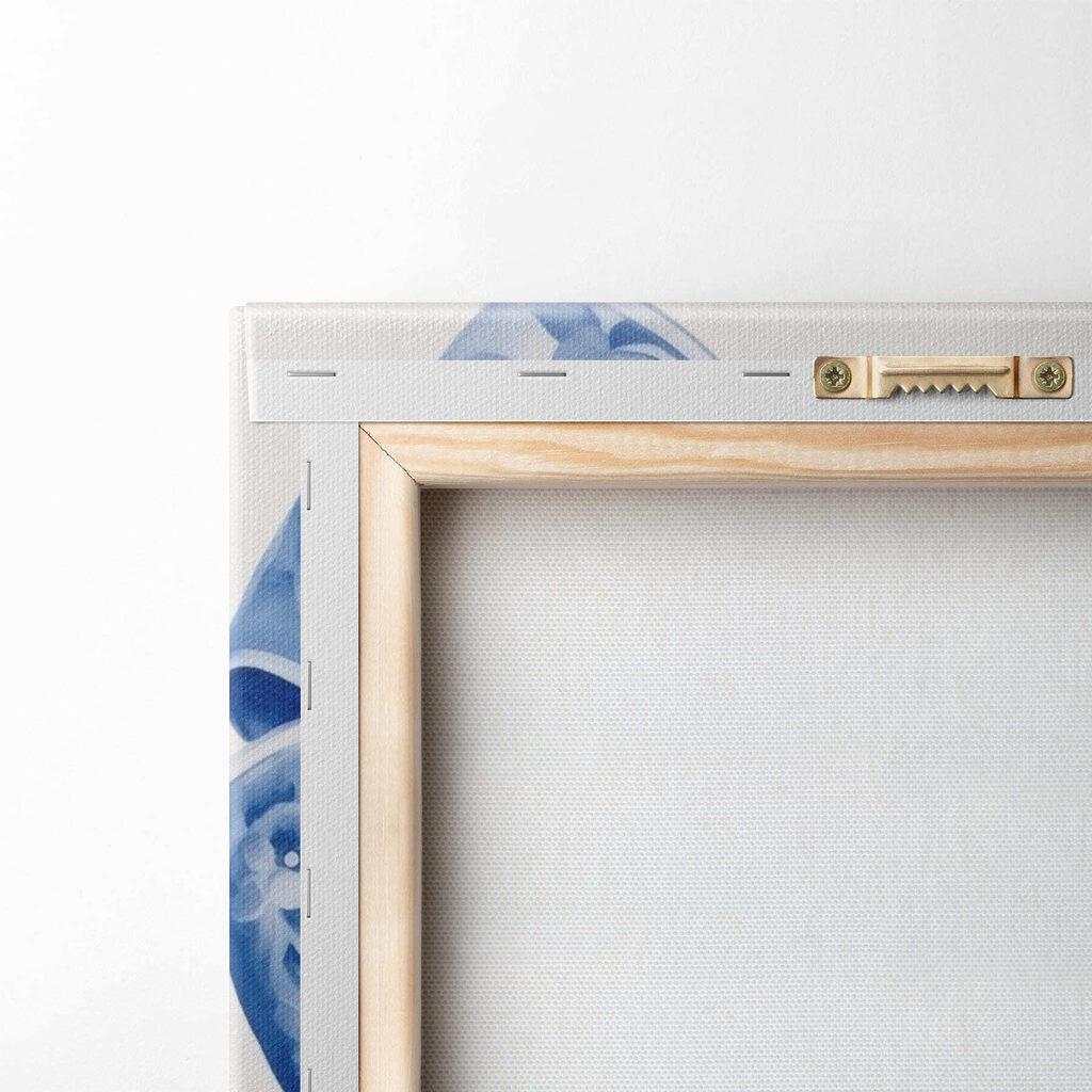Blue and white floral bow