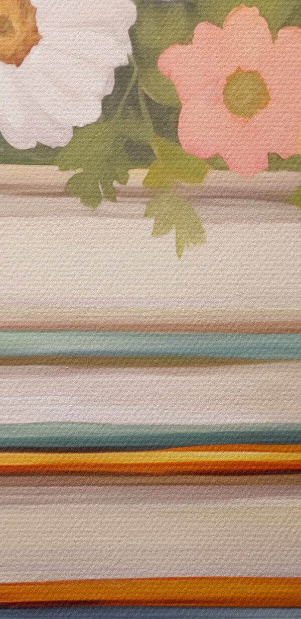 Painting of a stack of books with flowers on top Painting of a stack of books with flowers on top