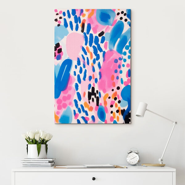 Colorful pattern with black and blue spots
