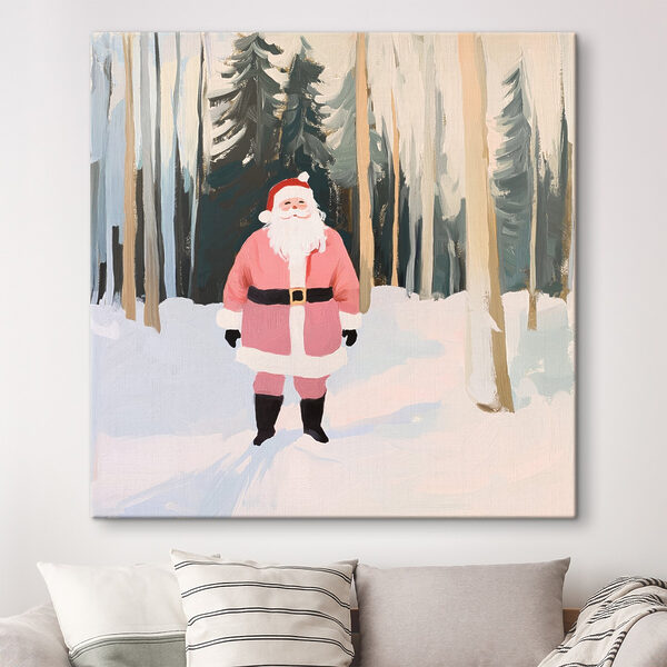 Painting of a santa claus in the snow