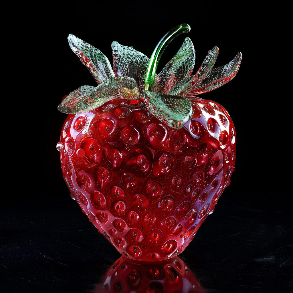 Glass strawberry with a green stem Glass strawberry with a green stem