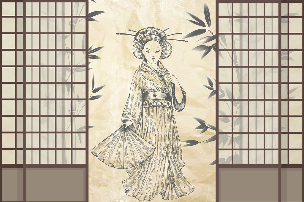 Disegno di una donna in kimono Disegno di una donna in kimono