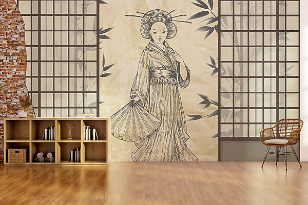 Disegno di una donna in kimono Disegno di una donna in kimono
