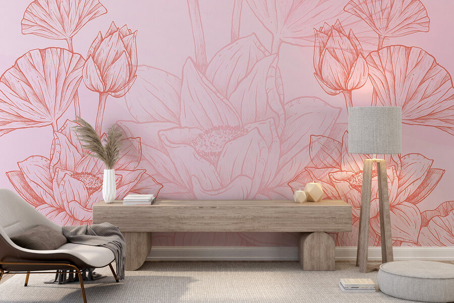 Disegno di fiori bianchi e rosa Disegno di fiori bianchi e rosa