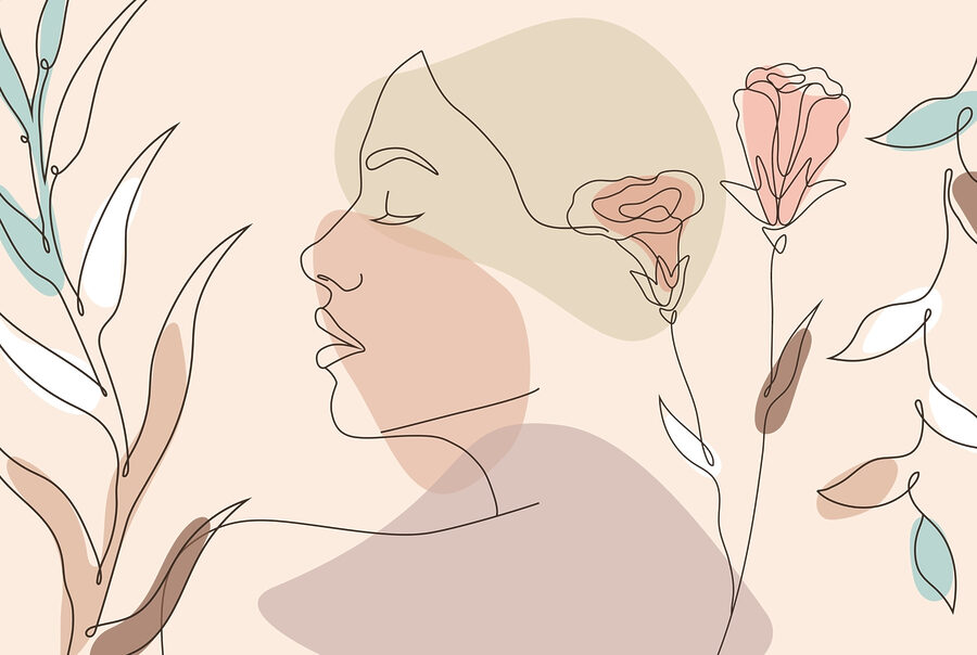 Volto di donna con fiori Volto di donna con fiori