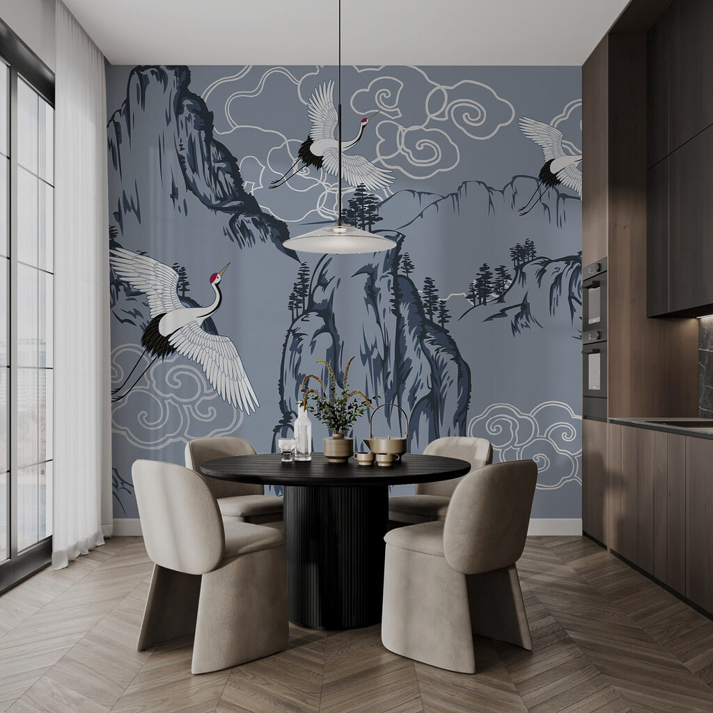 Wallpaper with birds flying over mountains Wallpaper with birds flying over mountains