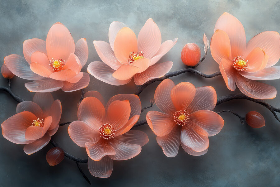 Gruppo di fiori rosa su un ramo