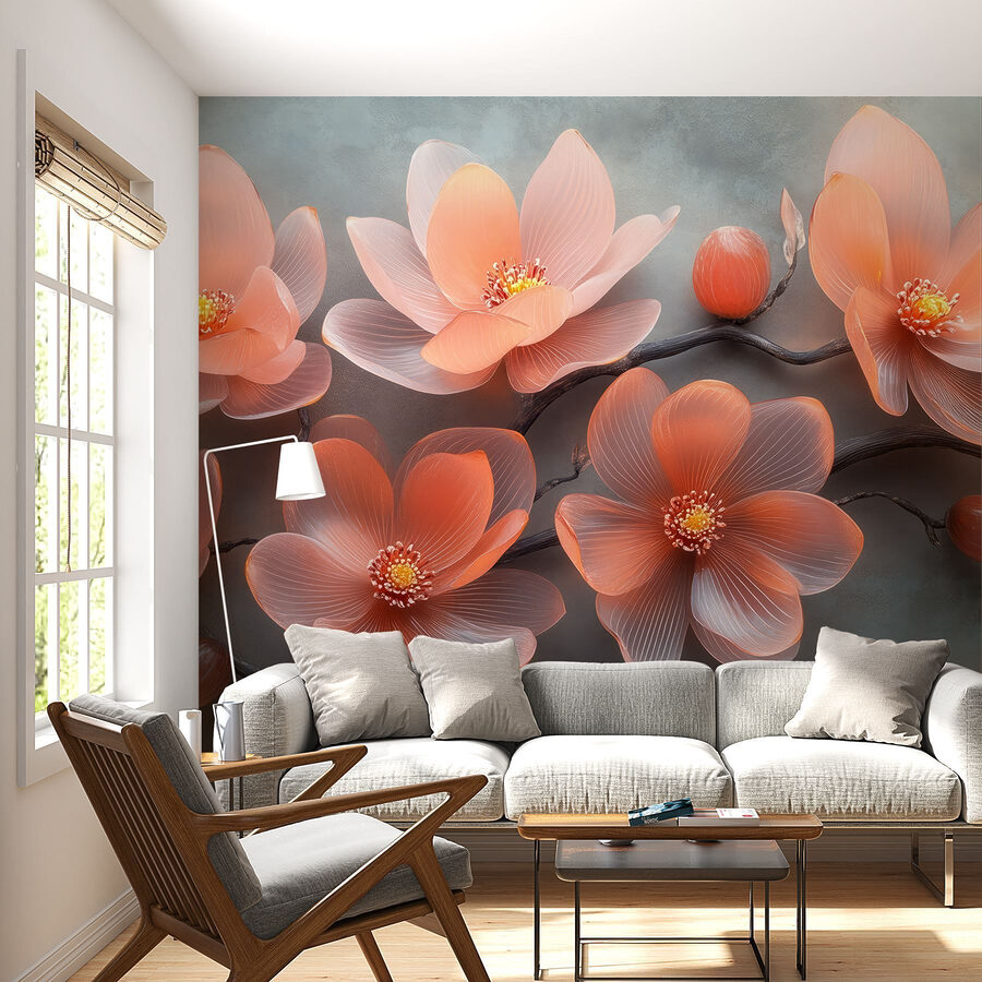 Gruppo di fiori rosa su un ramo