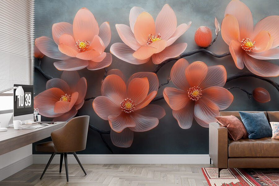 Gruppo di fiori rosa su un ramo