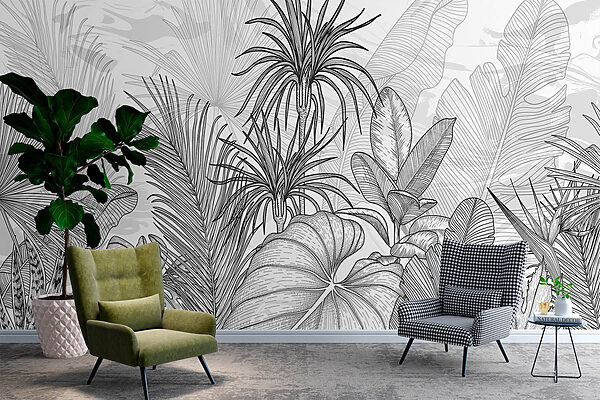 Disegno in bianco e nero di piante Disegno in bianco e nero di piante