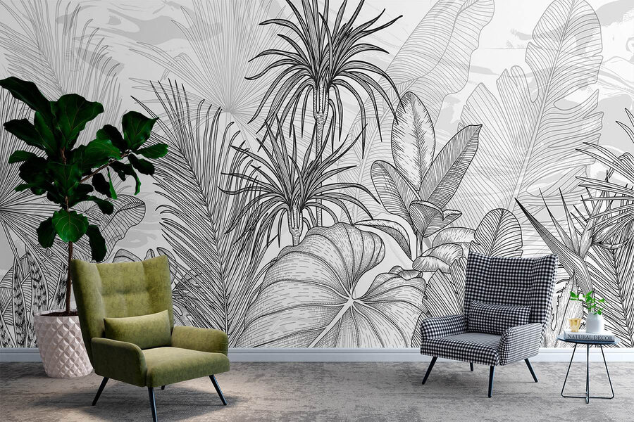 Disegno in bianco e nero di piante Disegno in bianco e nero di piante
