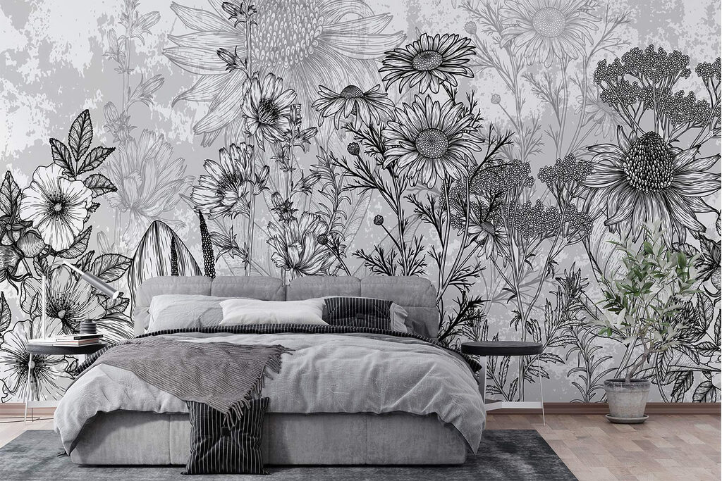 Black and white image of flowers Black and white image of flowers