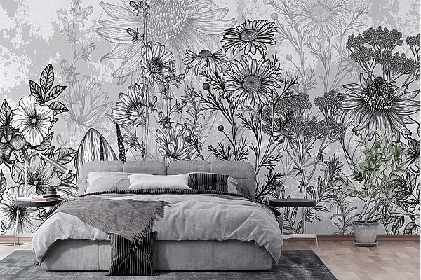 Immagine in bianco e nero di fiori Immagine in bianco e nero di fiori