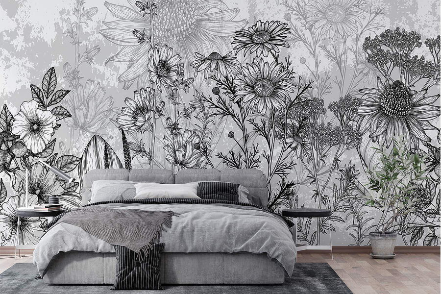 Immagine in bianco e nero di fiori Immagine in bianco e nero di fiori