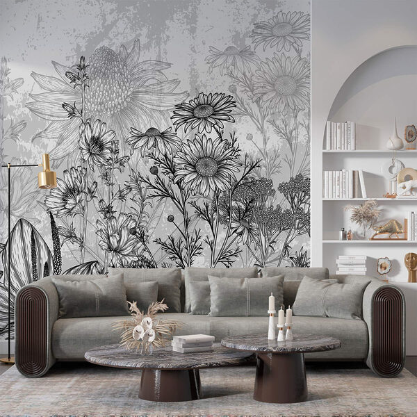 Immagine in bianco e nero di fiori Immagine in bianco e nero di fiori