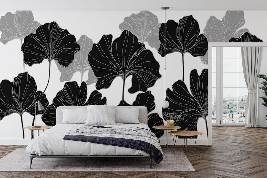 Design floreale in bianco e nero