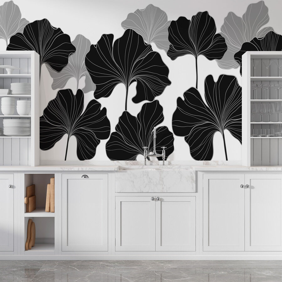 Design floreale in bianco e nero