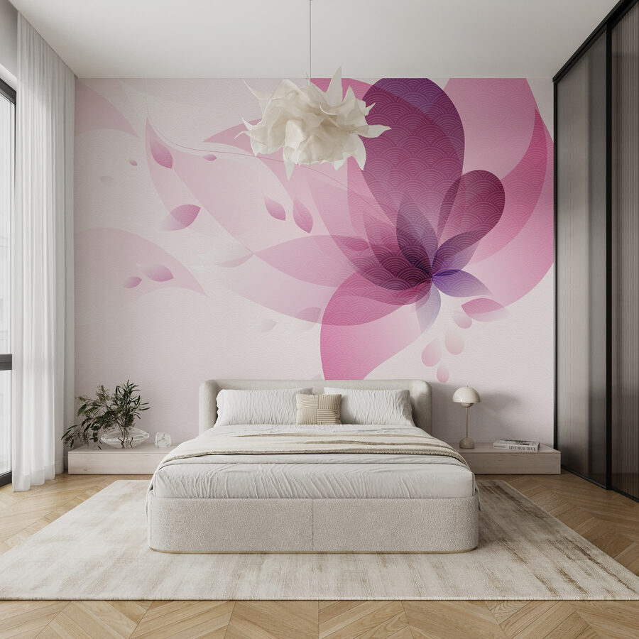 Carta da parati Fiore rosa e viola