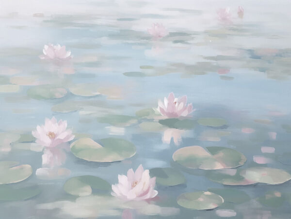 Acqua con ninfee e fiori rosa Acqua con ninfee e fiori rosa