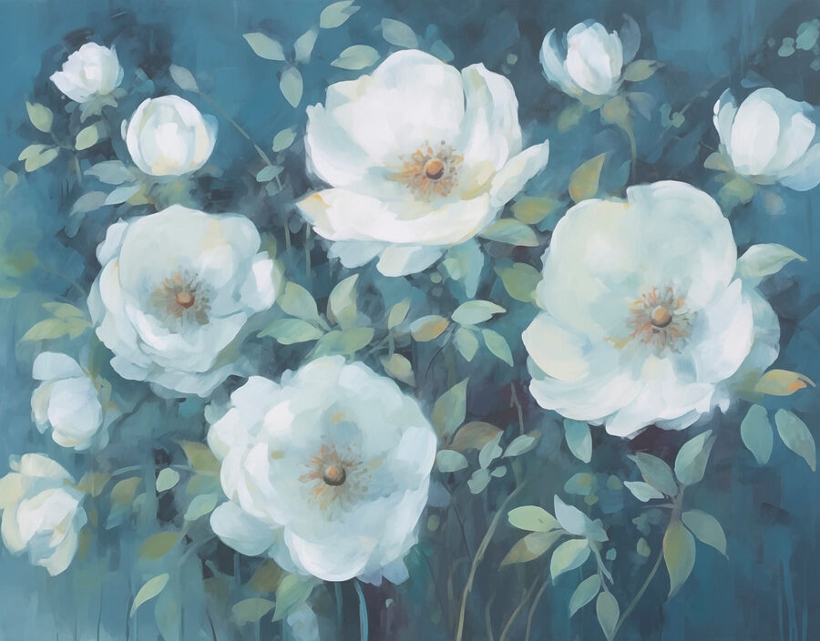 Pittura di fiori bianchi