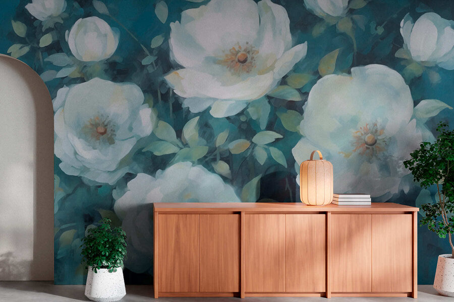 Pittura di fiori bianchi