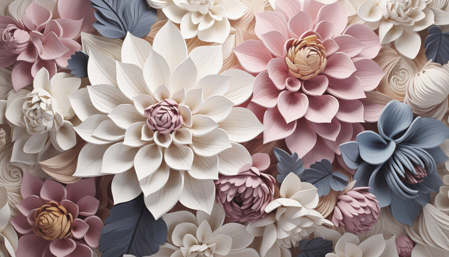 Gruppo di fiori con foglie