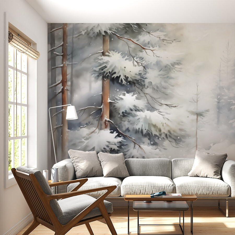 Alberi innevati in una foresta