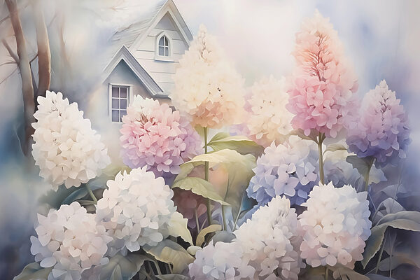 Pittura di fiori davanti a una casa Pittura di fiori davanti a una casa