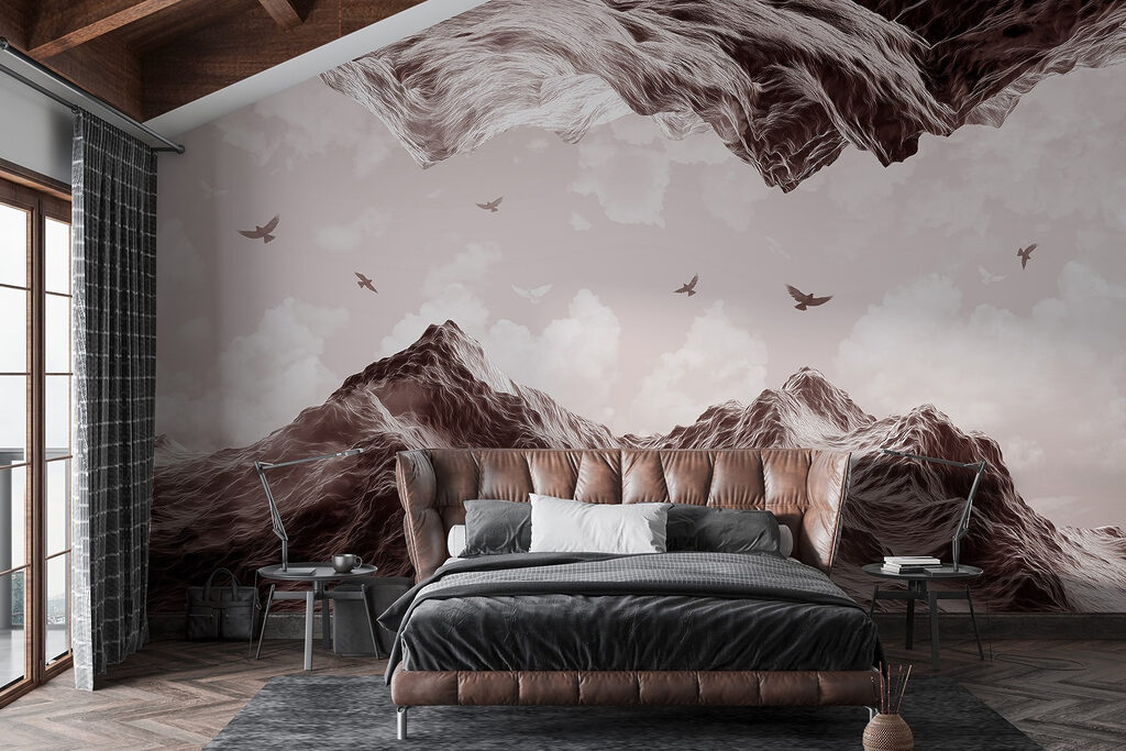 Birds flying over a mountain