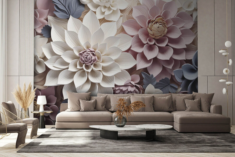 Gruppo di fiori con foglie