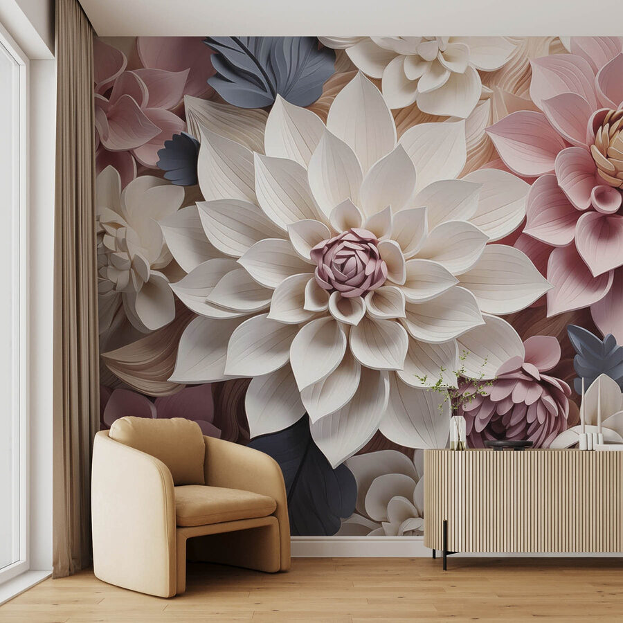 Gruppo di fiori con foglie