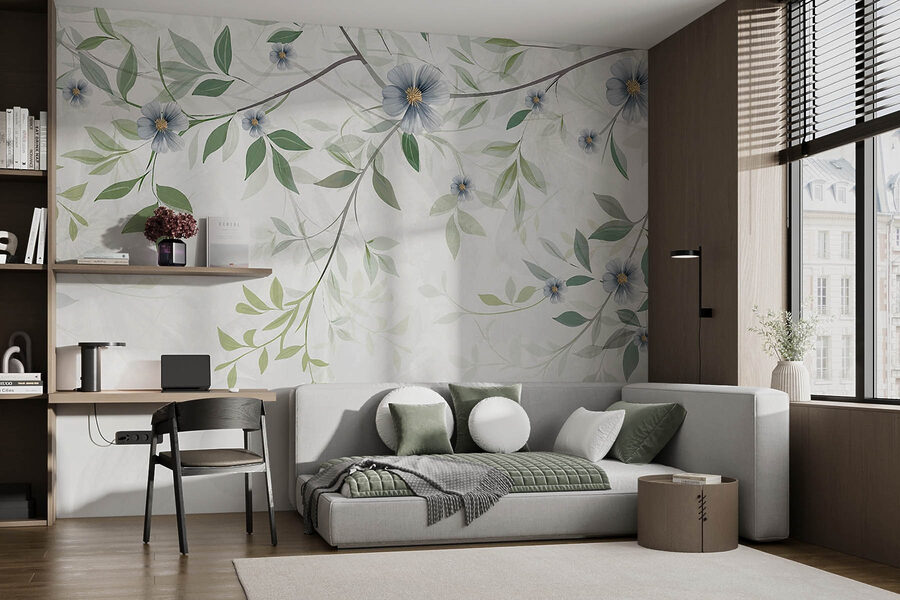 Pittura di fiori e foglie