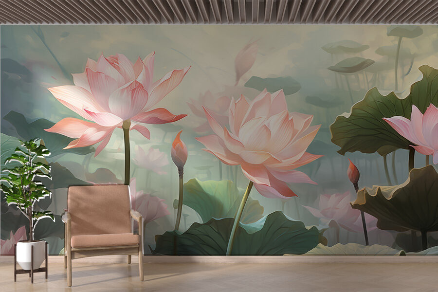 Gruppo di fiori rosa con foglie verdi