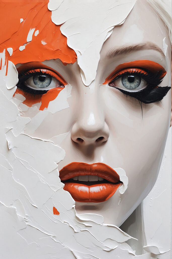 Woman with orange and black makeup Woman with orange and black makeup