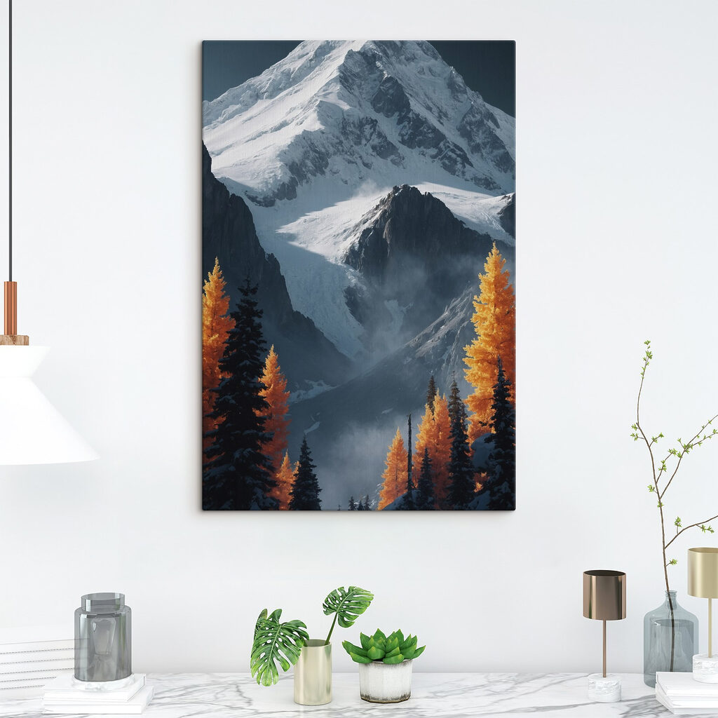 Snowy mountain with trees and snow Snowy mountain with trees and snow