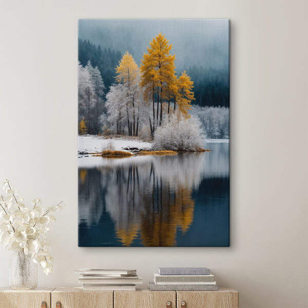 Quadri Quadri Lago con alberi e neve (COD: s41785)