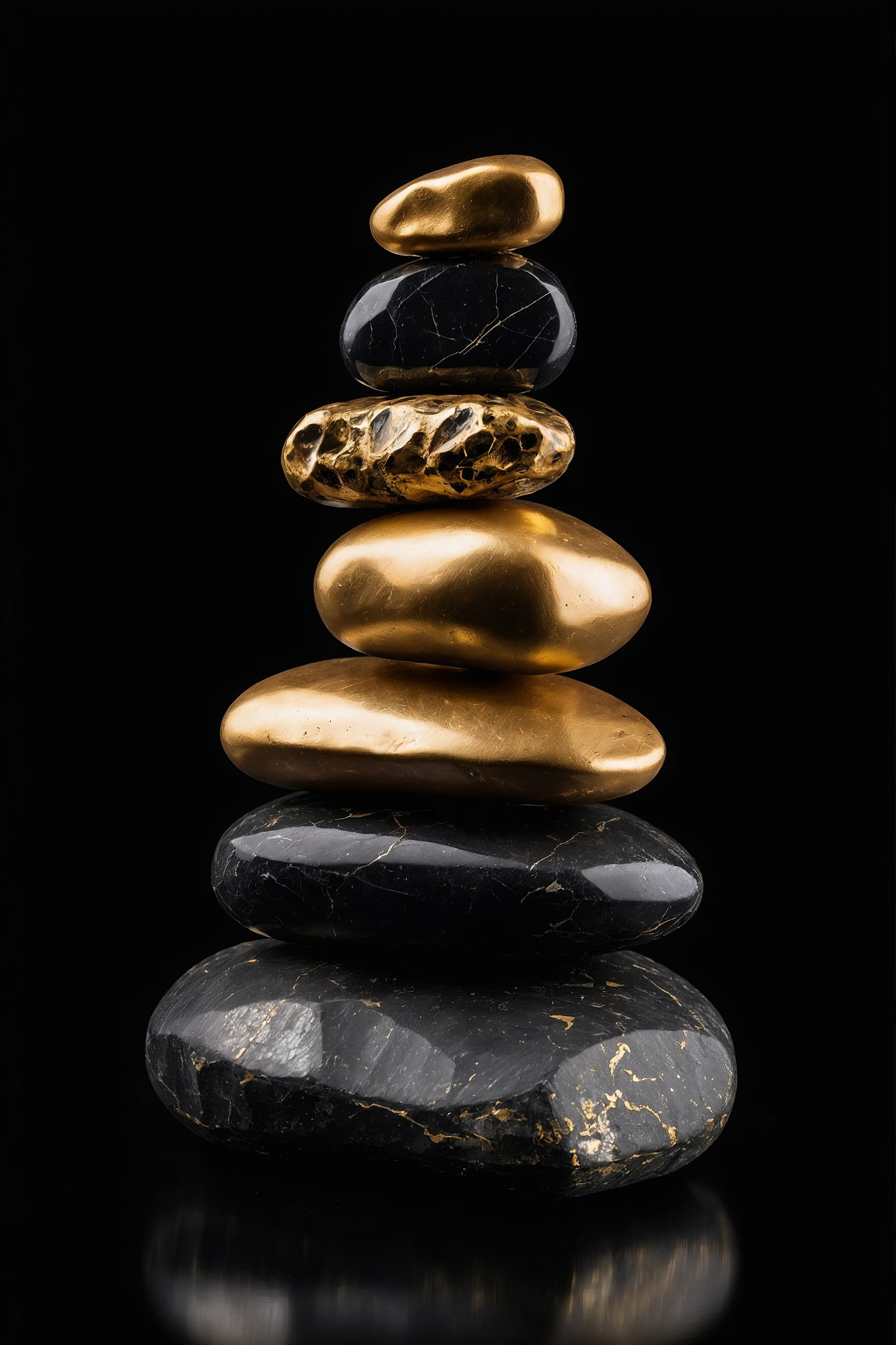 Balanced stones on a dark background
