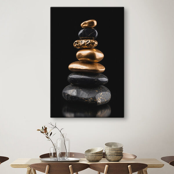Balanced stones on a dark background