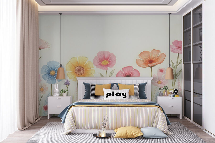 Fila di fiori colorati