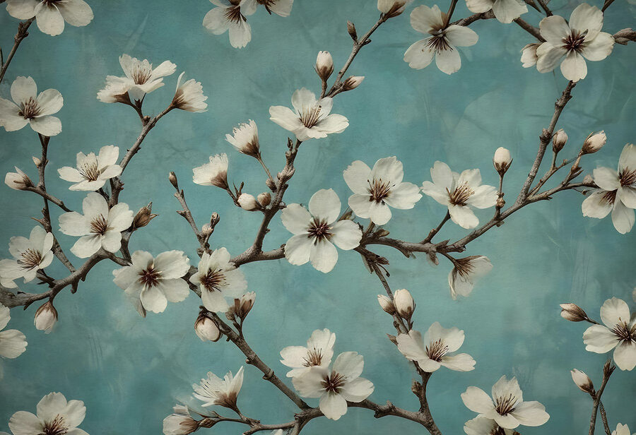 Fiori che danzano su uno sfondo blu