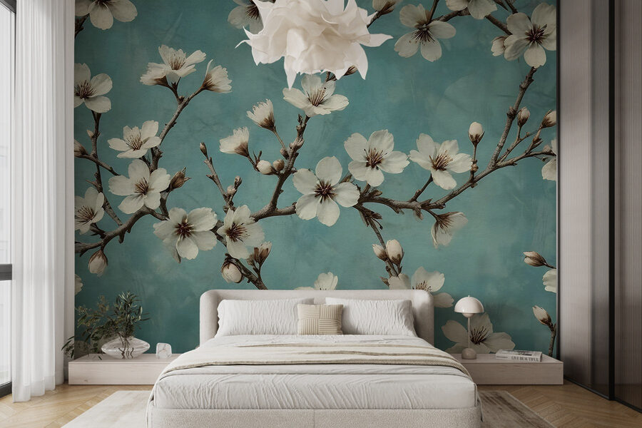 Fiori che danzano su uno sfondo blu